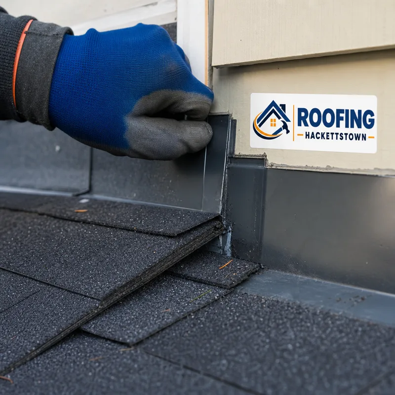 Proper step flashing and counterflashing at a residential roof-to-wall transition