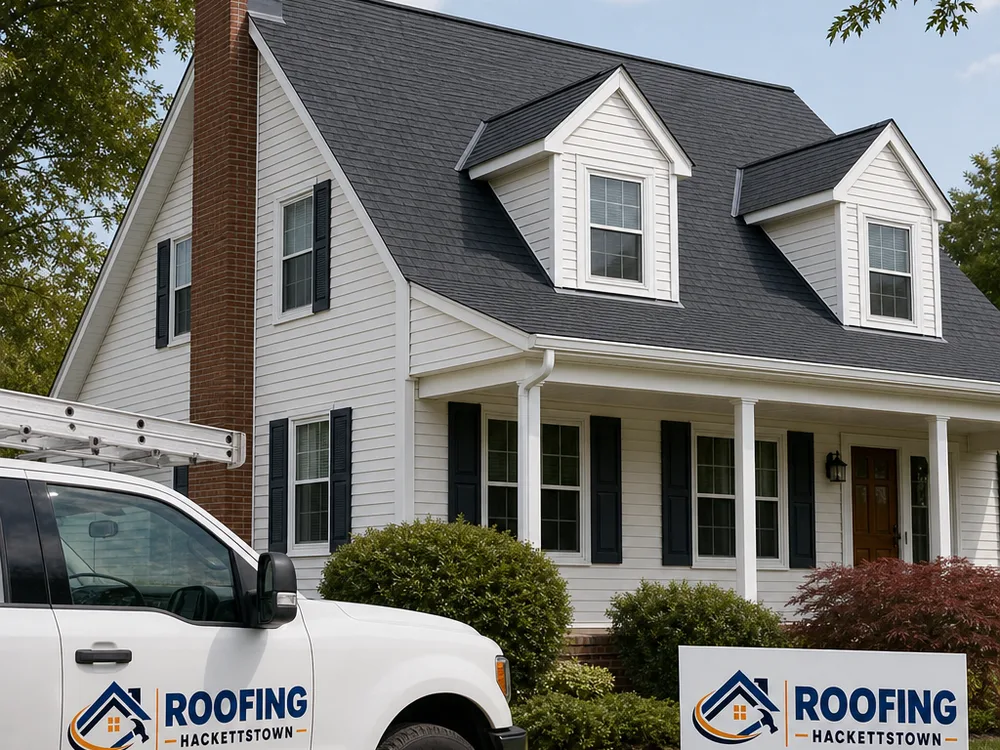 Completed roof with new drip edge, clean valleys, and chimney flashing